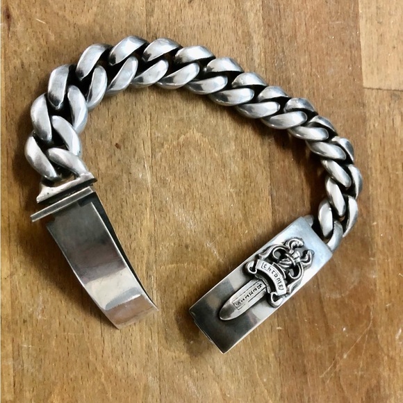 Chrome Hearts Other - Authentic Chrome Hearts Dagger ID Cuban Bracelet Sterling Silver